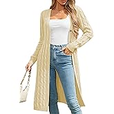 Cakulo Womens Long Cardigans Cable Knit Chunky Cardigan Sweaters Open Front Fall Winter Fashion Outfits Coats 2025