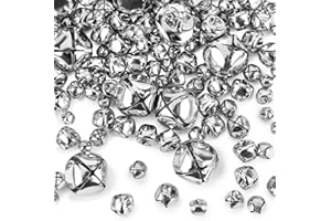 VGOODALL 250PCS Jingle Bells Bulk, Assorted Sizes Craft Bells for Crafts DIY Projects Home Decor, Silver
