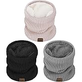 Chalier 3 Pack Neck Warmer for Women Cold Weather Knit Winter Scarf Thick Infinity Neck Gaiter for Men Women
