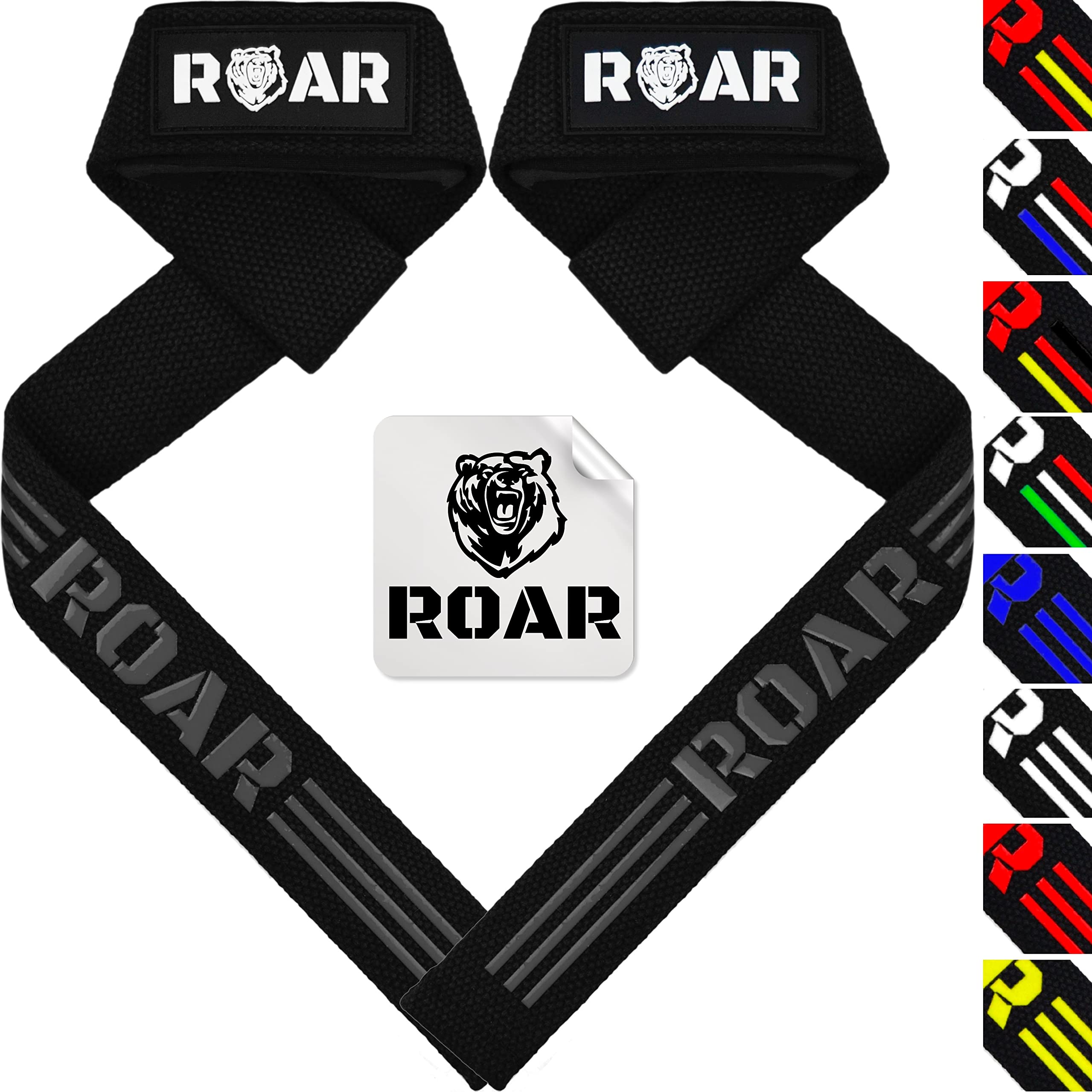 Roar® Weight Lifting Straps, Professional Deadlift Straps, Wrist Straps Weightlifting, Gym Wrist Straps, Weightlifting Straps for Men and Women, Bodybuilding Straps, Olympic Lifting Straps. (Grey)