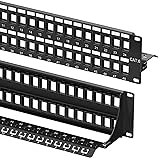 Cable Matters 2U 48 Port Keystone Patch Panel with Cable Management | With Support Bar, Rackmount or Wall Mount, 19-Inch Blank Patch Panel for Keystone Jacks