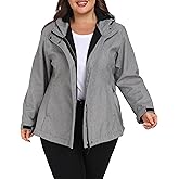 wantdo Women's Plus Size Softshell Jackets Hooded Warm Fleece Lined Windbreaker