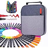 Swemos Markers for Adult Coloring Book, 72 Colors Art Markers Set Dual Tip Brush Pen, Coloring Markers Fine Point Artist Drawing Paintings Diaries Journaling Art projects Art Supplies with Case