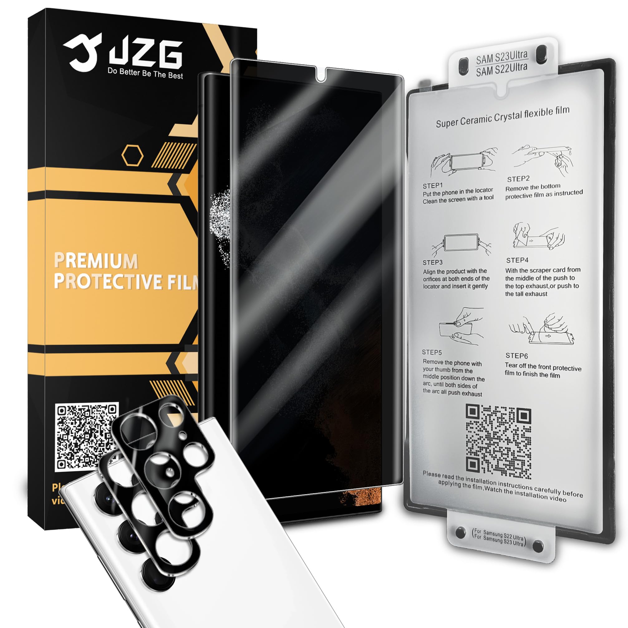 Photo 1 of 2 Pack for Samsung Galaxy S22 Ultra Privacy Screen Protector - Ceramic Film, 2 Pac Camera Protector, Anti-Spy, Supports Fingerprint Recognition, Scratch Self-Healing, HD Screen Protector