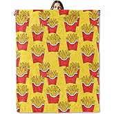 French Fries Throw Blanket for Girls Boys Kids Adults, 50x60 in, Cozy Flannel Blanket for Bedroom, Camping, Couch, Room Decor, Fuzzy Warm Soft Gifts