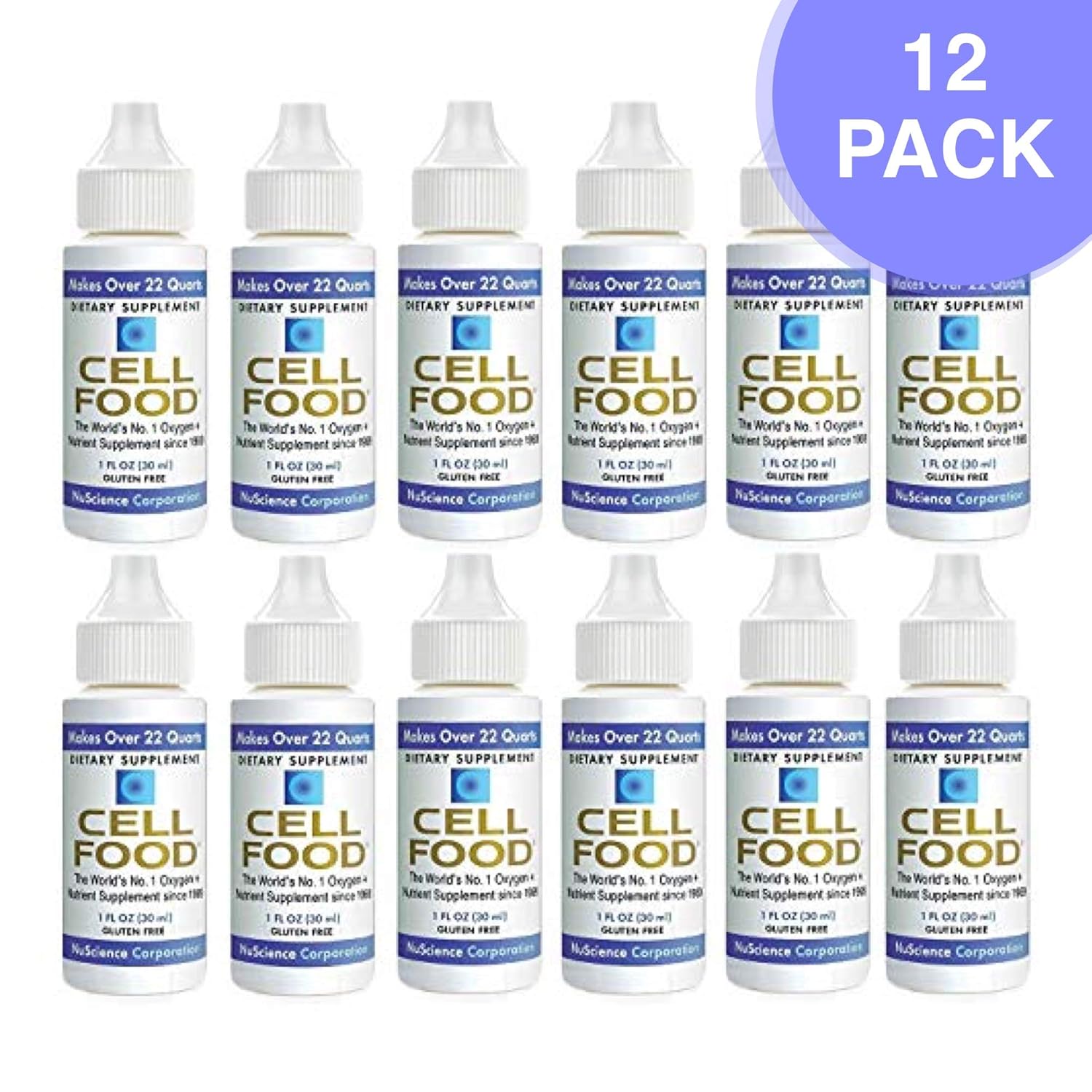Cellfood Liquid Concentrate, 1 oz. Bottle (Pack of 12)- Original Oxygenating Formula Containing Seaweed Sourced Minerals, Enzymes, Amino Acids, Electrolytes, Superior Absorption- Gluten Free, GMO Free