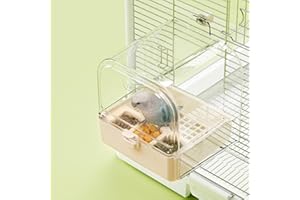 tafit Hanging Bird Bath for Cage with Bowls & Mesh Bottom - 3-in-1 Multifunction Bird Bath/Bowl/House, Bird Shower for Lovebirds, Finches, Parakeets, Budgies, and Other Small to Medium Birds - White