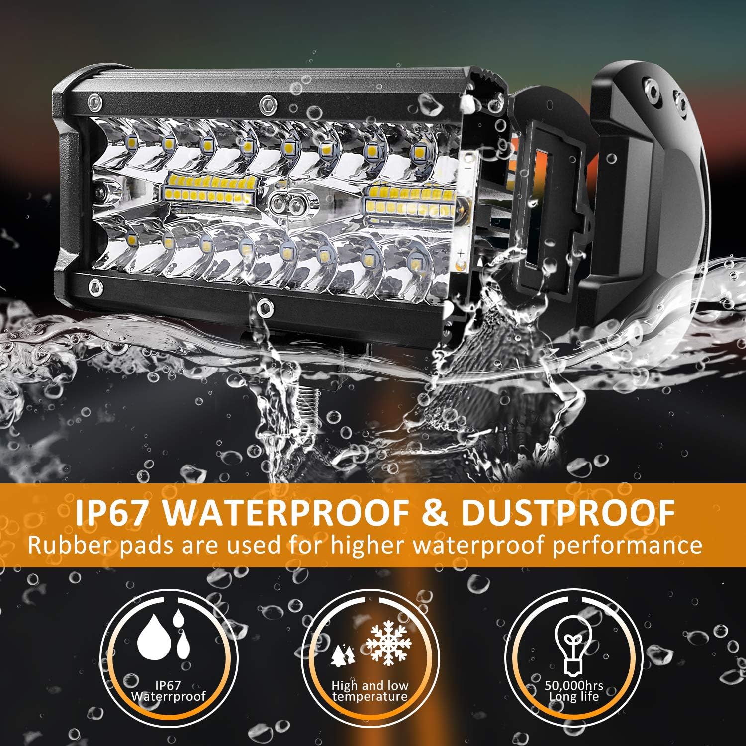 Zmoon Led Light Bar, 2Pcs Off Road Lights 240W 24000lm with Led Wring Harness(10ft /2 Lead), Waterproof Led Spot&Flood Combo Beam Driving Light Bar for SUV/ATV/Jeep/Boat: Automotive