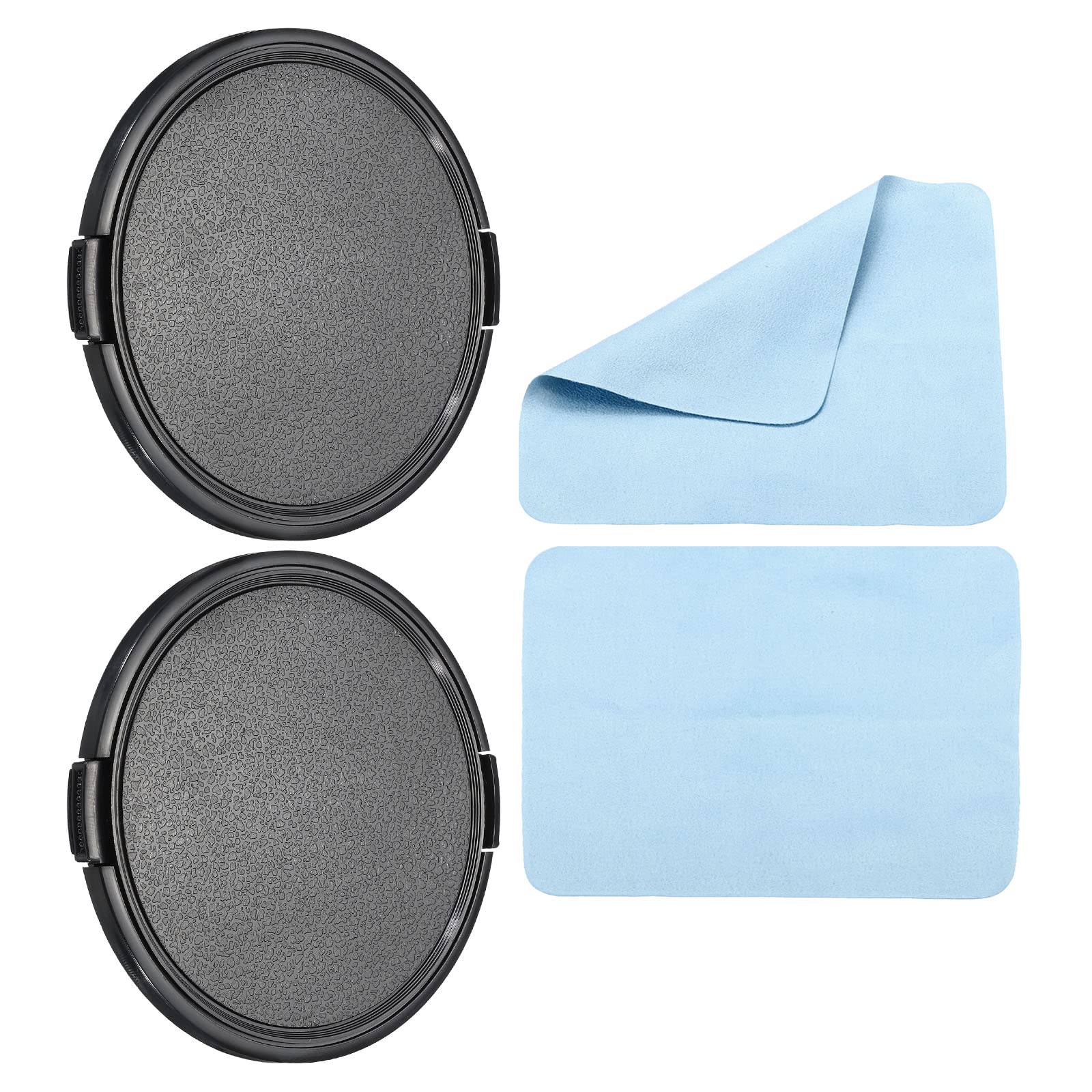 PATIKIL Camera Lens Cap, 2 Pack Sides Pinch Front Lens Cover with Microfiber Cleaning Cloth for 86mm Thread Universal DSLR Lenses for Nikon, for Fujifilm, for Pentax, for Leica