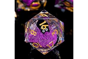 FANGOOL Liquid Core Cat DND Dice Set 7Pcs with Box- Sharp Edge Cute Cat Style Resin Dungeons and Dragons Dice for D&D, Roleplaying Games, RPG, MTG, Table Games D20 D12 D10 D8 D6 D4(Purple)