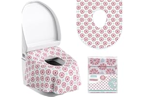 Toilet Seat Covers Disposable for Kids and Adults, YIHATA 20 Pack Extra Large Waterproof Toddler Potty Training Toilet Cover Individually Wrapped Potty liners for Public Restroom, Travel(Red Flower)