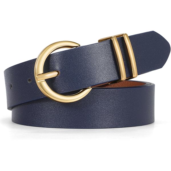Damara Womens Premium PU Retro Jeans Slim Waist Belt,Navy  display picture 2