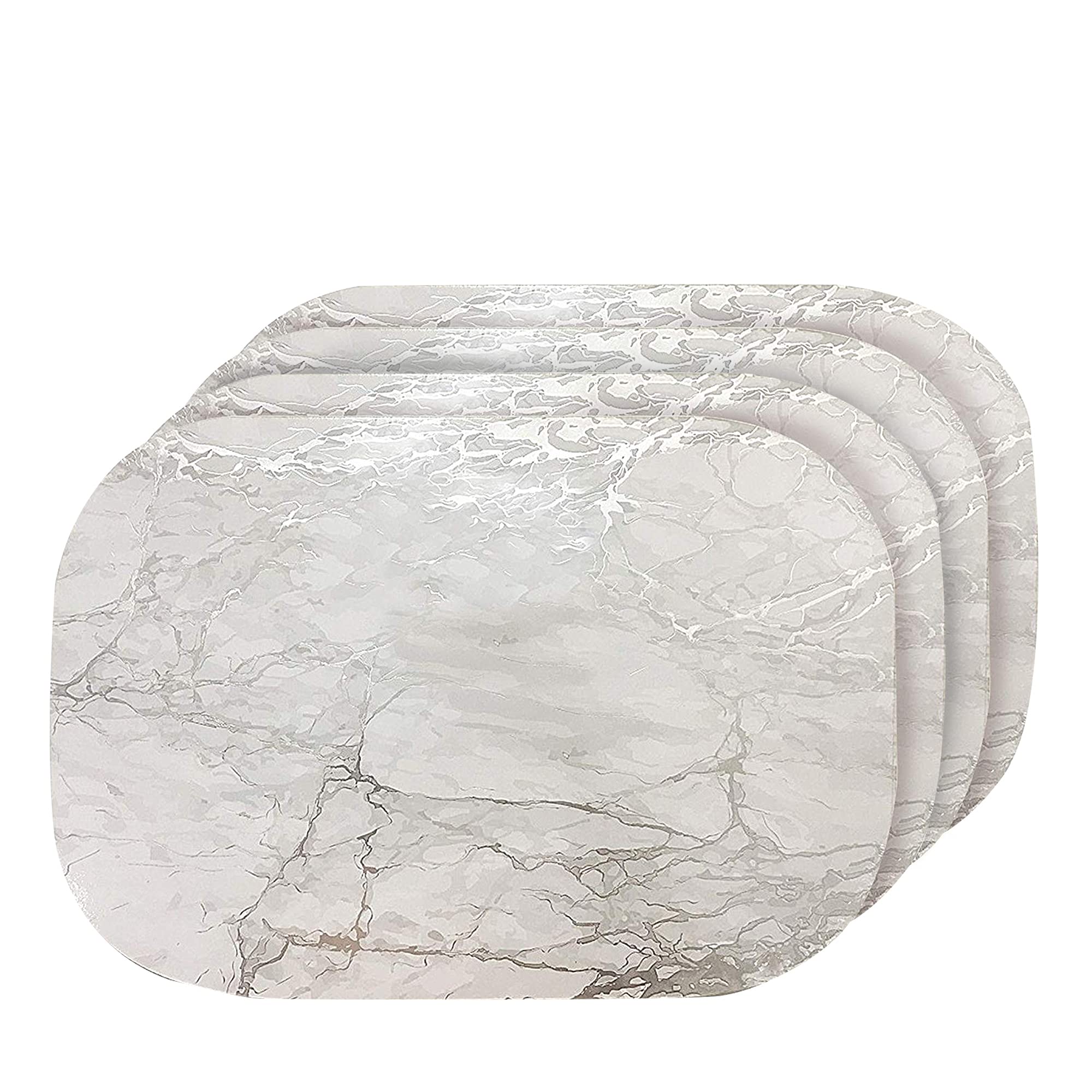 Dainty Home Marble Place Mats, Washable Placemats in Silver, 12" x 18" Set of 4, Heat Resistant Placemats, Non Slip, Table Mat, Table Placemats, for Kitchen Placemats, Dining Placemats, Decoration