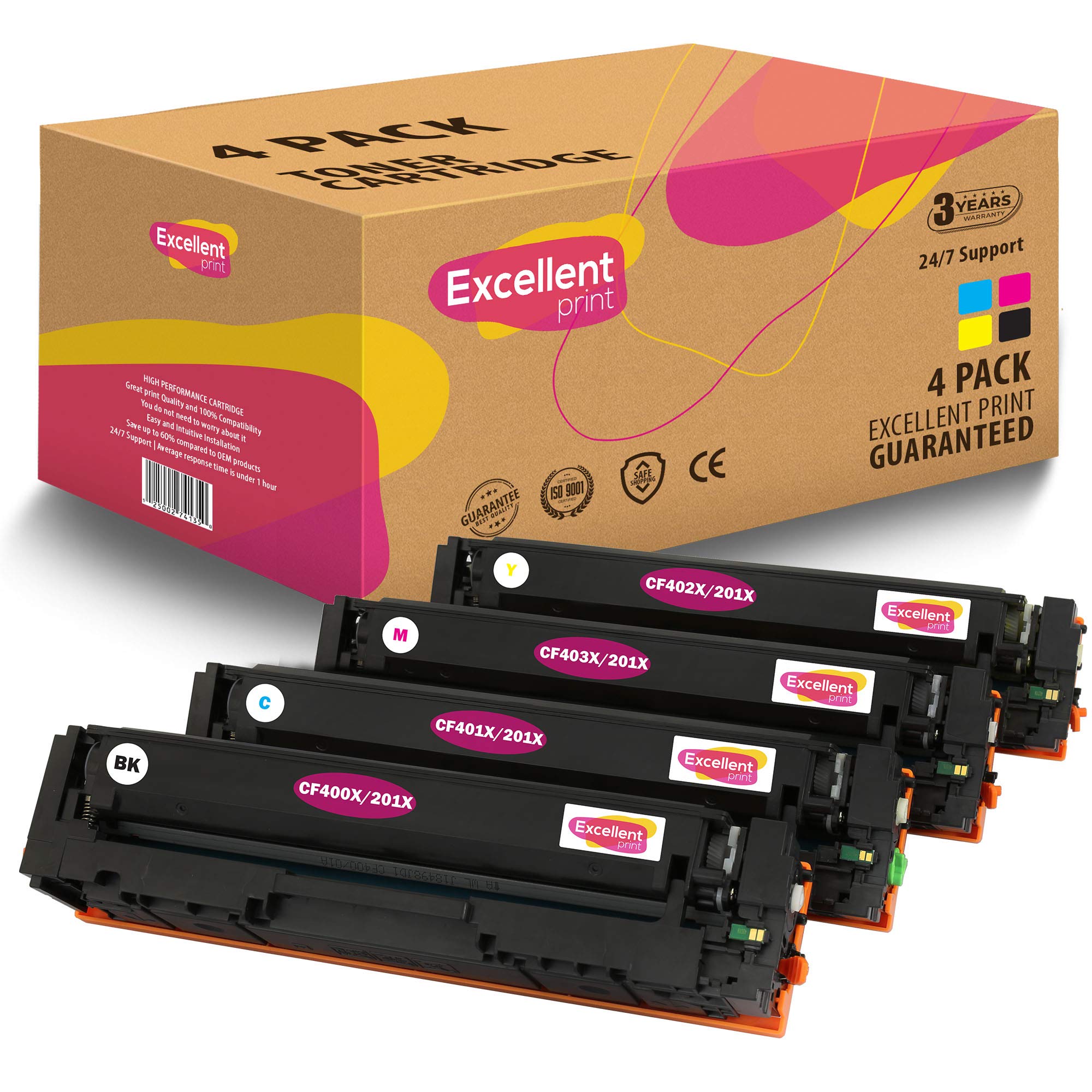 Excellent Print CF400X CF401X CF403X CF402X 201X Compatible Toner cartridge for HP Color LaserJet Pro M252dw M274n MFP M277dw MFP M277n