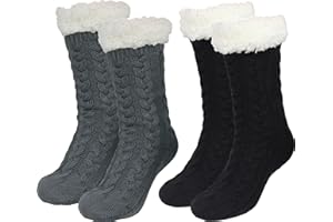 Sooneeya Slipper Socks for Women with Gripper - Winter Non Slip Thick Fuzzy Socks - Warm Cozy Christmas Gift