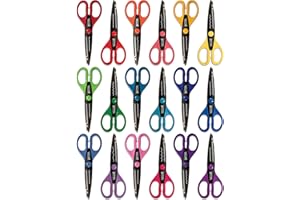 Better Office Products 18 Piece Decorative Edge Craft Scissors, 18 Colors and Edge Designs, 6 Inch Length, 2.5 Inch Blades, Assorted 18 Count Edger Scissors