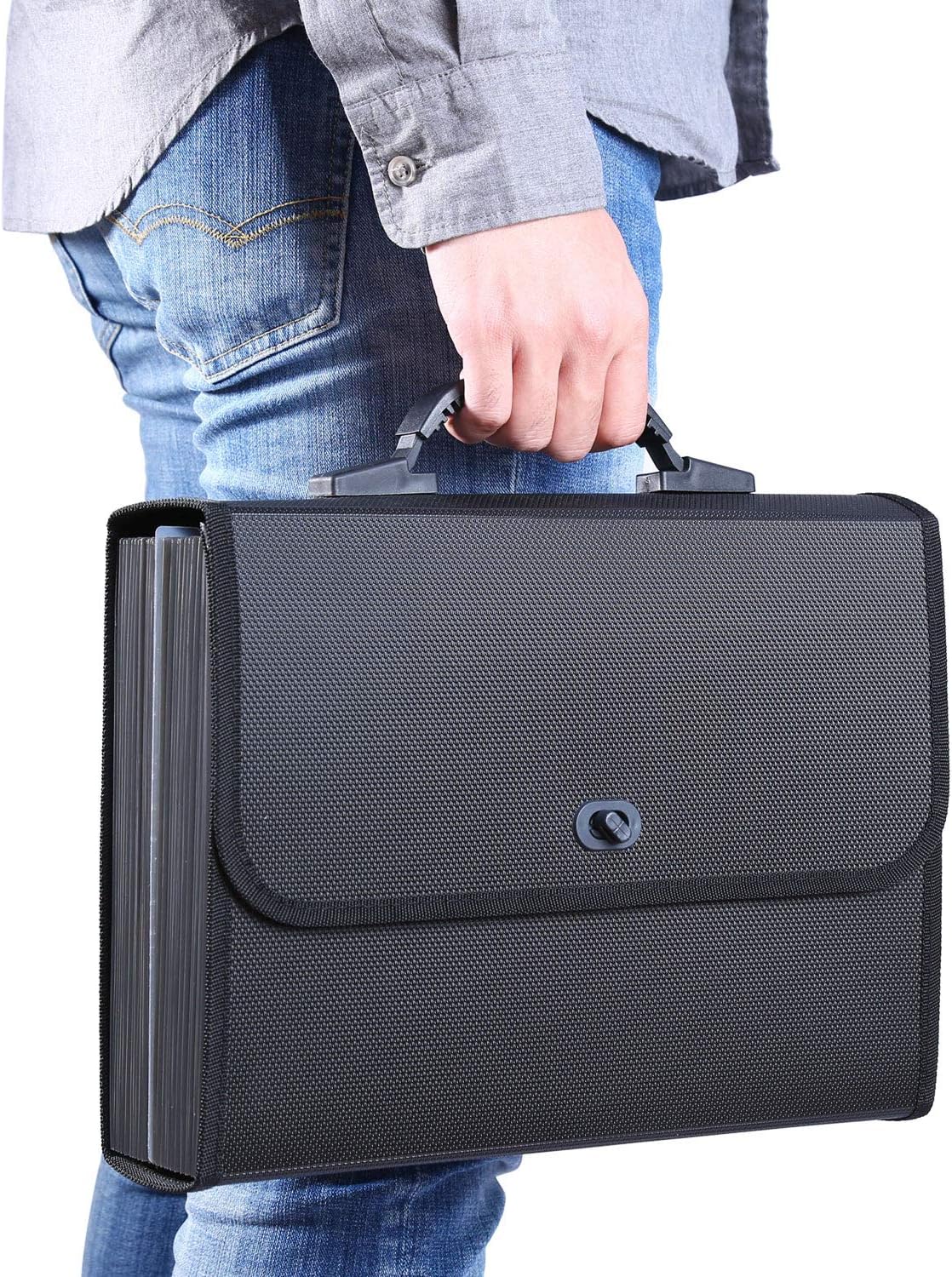 Accordion File Folder 26 Pockets with Handle, UBAYMAX Lockable Letter Size Expanding File Document Organizer Divider Carrier 14x10 Office School Home Portable A Z Filing Case for Men Women Kid Black : Office Products