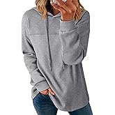Dokotoo Womens Hoodies Casual Waffle Knit Long Sleeve Drawstring Pullover Sweatshirts Lightweight Hooded Tops
