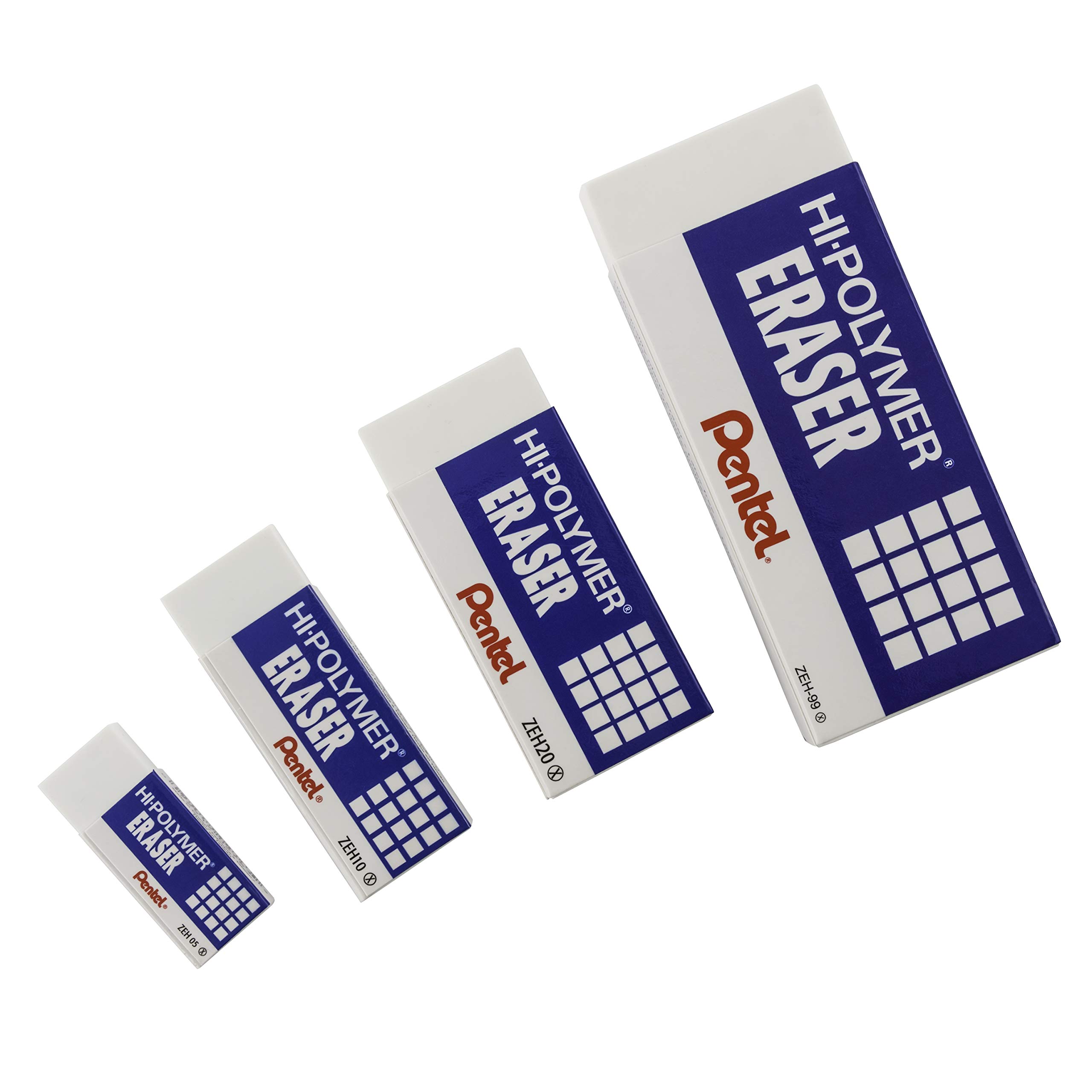 Pentel HiPolymer Block Eraser, Large, White, Pack of 10 ZEH10 Erasers
