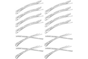 WILLBOND 12 Pieces Rhinestone Bobby Pins Decorative Fancy Crystal Hair Clips Shiny Metal X Shaped Barrettes Bling Diamond Wedding Bridal Shower Hair Accessories for Women Ladies Girls (Silver)