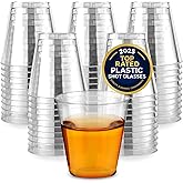 Stock Your Home 2 oz Shot Glasses - 100 Mini Plastic Shot Glasses (2oz) Clear Disposable Cups for Jello Shots, Wine Tasting, Liquor, Whiskey, Pudding, Sample Cup for Halloween and Elegant Parties
