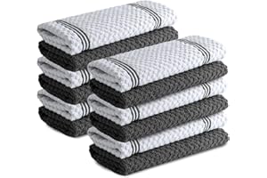 Infinitee Xclusives Premium Kitchen Towels - [Pack of 12] 100% Cotton Kitchen Hand Towels (15 x 25 Inches) - Dish Towels for Kitchen |Grey|