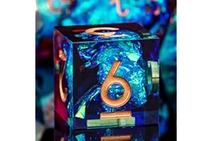 ARUOHHA Sharp Edges Dice Set DND Resin Lightning D&D Dice with Box, Translucent Polyhedral Dice Dungeons and Dragons RPG Role Playing Games Handmade Inclusion D and D Dice Set D20 D12 D10 D8 D6 D4