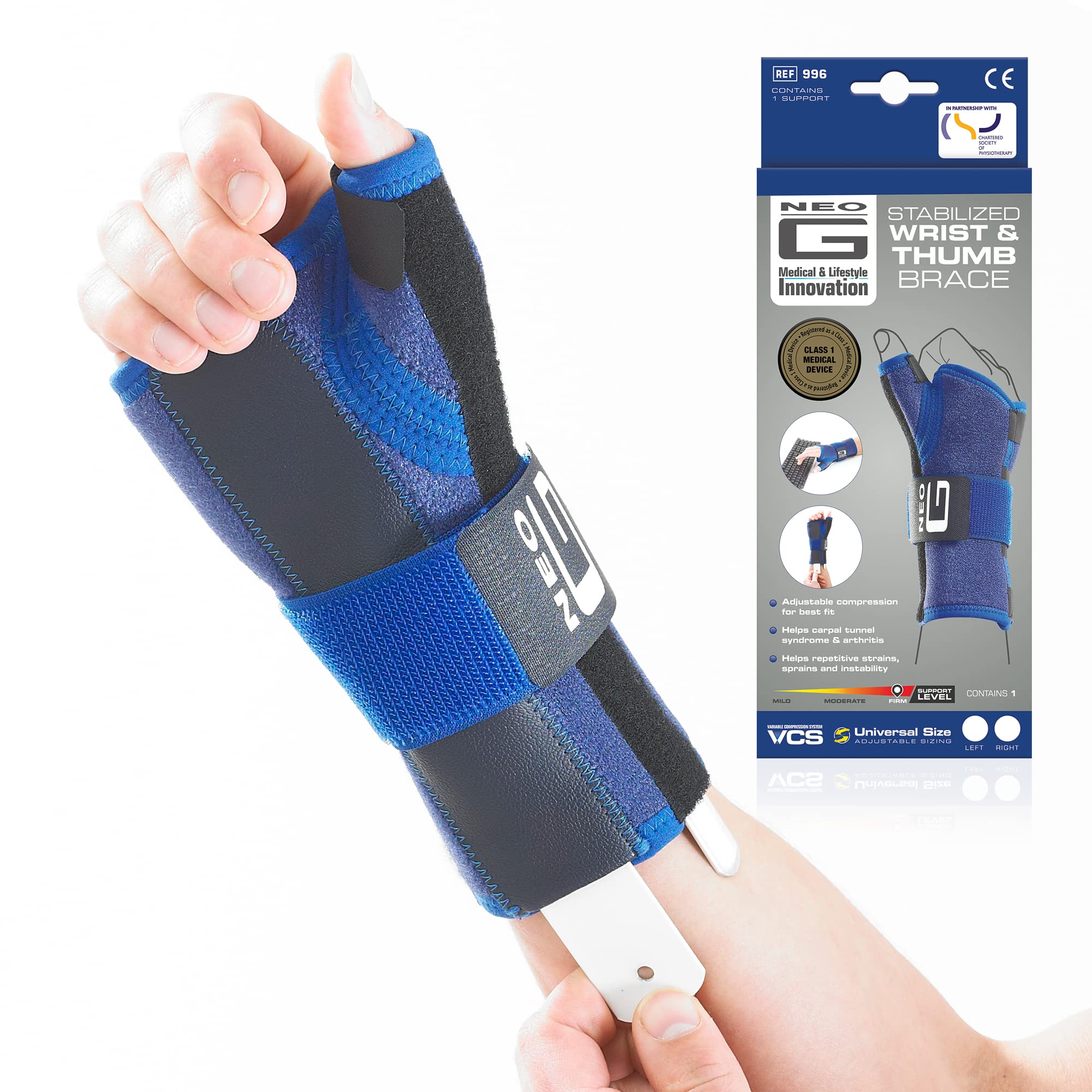 Photo 1 of Neo-G Wrist and Thumb Brace, Stabilized - Spica Support For Carpal Tunnel Syndrome, Arthritis, Tendonitis, Joint Pain - Adjustable Compression - Class 1 Medical Device - Left