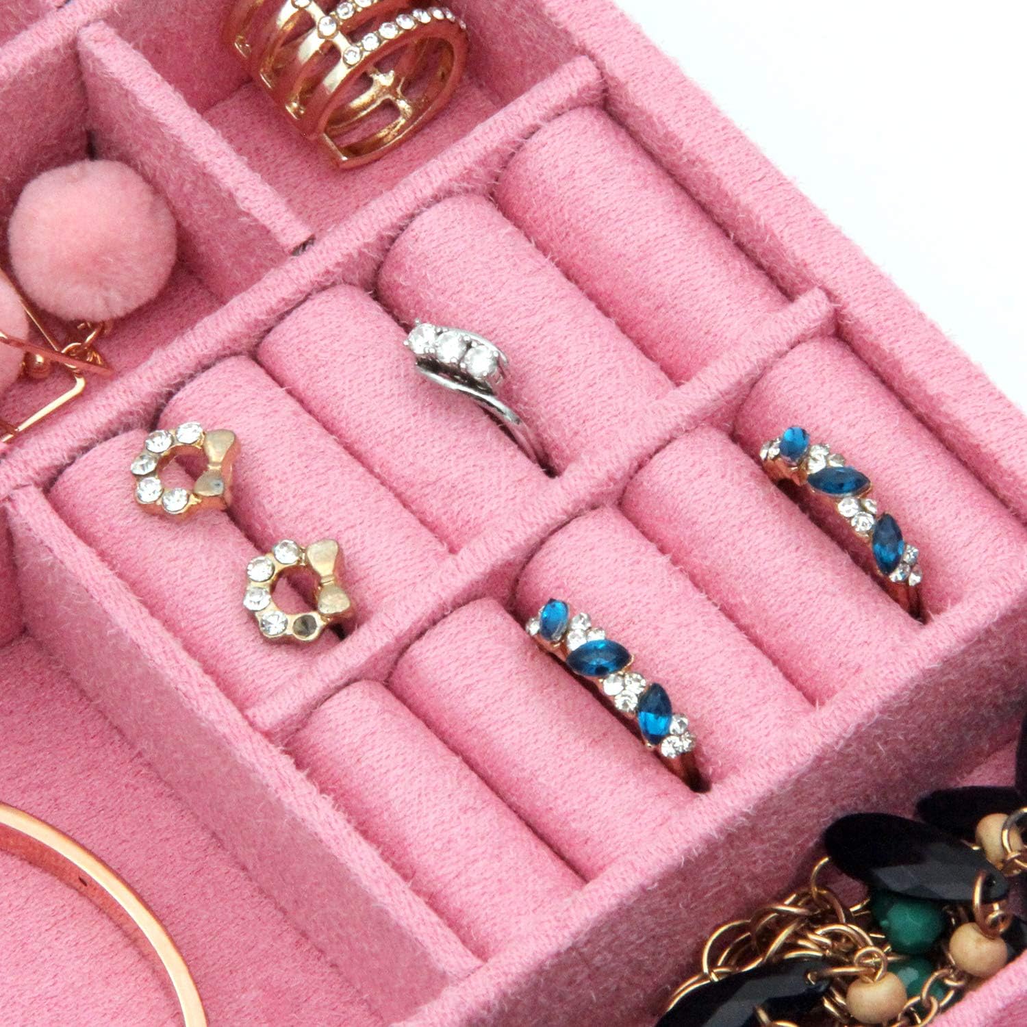 KLOUD City Two-Layer lint Jewelry Box Organizer Display Storage case with Lock (Blue): Home & Kitchen