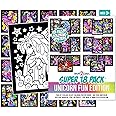 Super Pack of 18 Fuzzy Velvet Coloring Posters (Unicorn Fun Edition) - Great for Family Time, Arts and Crafts, Travel, Quiet Time, Sharing, Parties [All Ages: Kids, Girls, Adults, Toddlers, Teens]