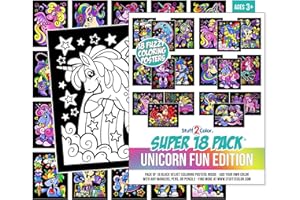 STUFF2COLOR Super Pack of 18 Fuzzy Velvet Coloring Posters (Unicorn Fun Edition) - Great for Family Time, Arts and Crafts, Travel, Quiet Time, Sharing, Parties [All Ages: Kids, Girls, Adults, Toddlers, Teens]