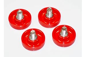 LOCEZY (4) 1/4-20 x 1" Thumb Screws Stainless Steel -1" Plastic RED Knob