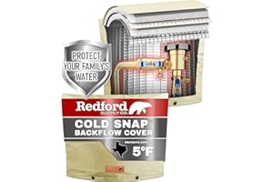 Redford Supply Co. Cold Snap (5°F) Backflow Preventer Insulation Cover, 28"W x 20"H, Pipe Insulation, Water Sprinkler Covers for Outside, Sprinkler Backflow Cover for Winter, Well Pump Bag (Beige)