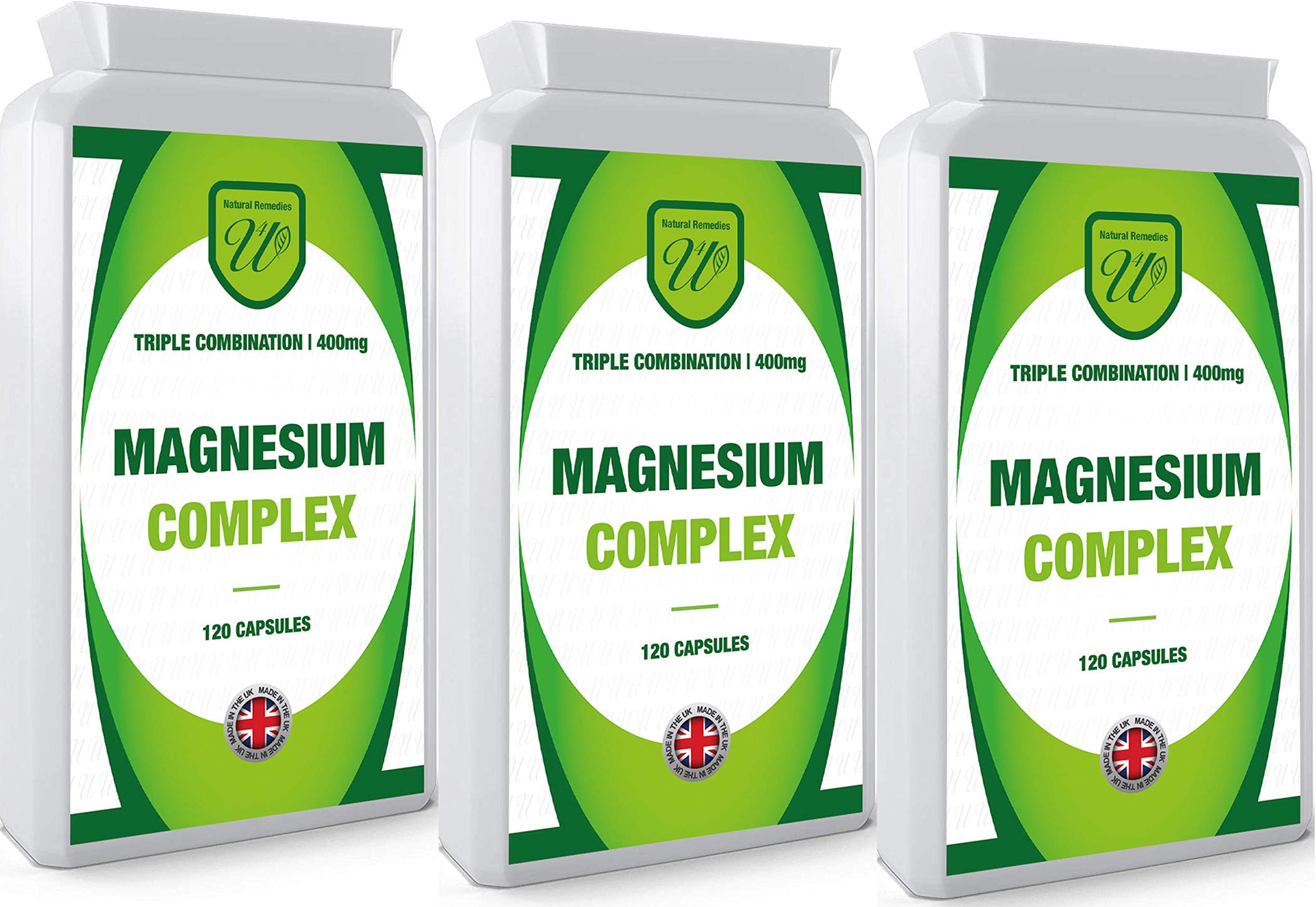 Magnesium Triple Complex 400mg | Contains Magnesium Oxide, Citrate and Aspartate | Vegan and Vegetarian Capsules | Manufactured in UK for NR4U | Letterbox Friendly Packaging (360 Capsules)