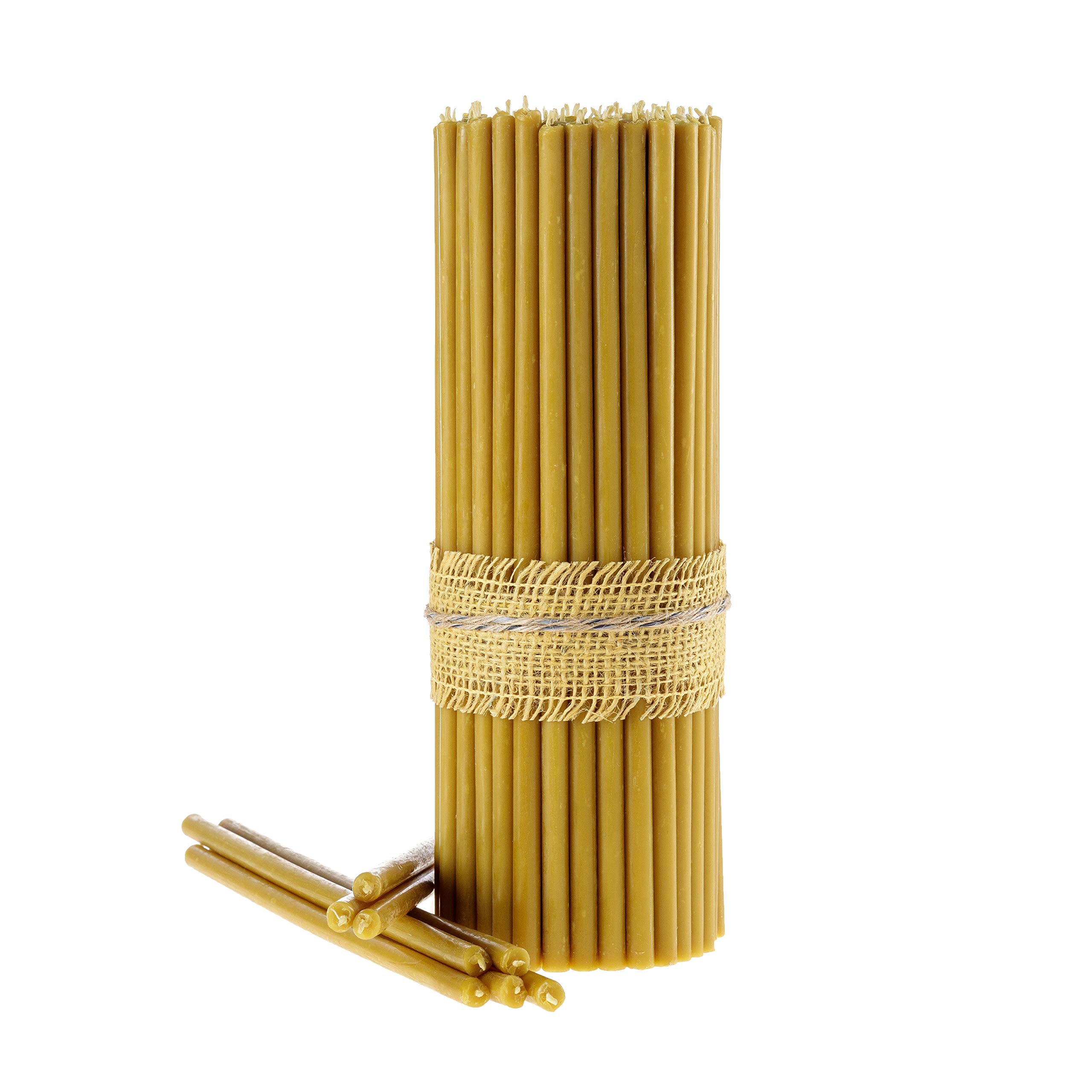 Danilovo Pure Beeswax Candles - Honey-Scented, Decorative Thin Taper Candles - Ideal for Birthday Decoration or Church Prayers - Drip Free, Tall & Smokeless Pack of 50 pcs, 30,5 cm x 9,6 mm