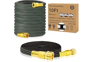 SEMIFRUT 10FT Lightweight Garden Hose,Flexible Water Hose with Solid Brass Head,Kink-Free,Collapsible Hose,High Pressure Flat Water Hose for RV,Boat,Car Wash,Garden,Yard,Camper,Outdoor (GreenBlack, 10 feet)