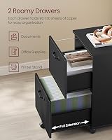 VASAGLE 2-Drawer Filing Cabinet Mobile File Cabinet for Home Office view 3