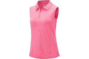 BGOWATU Women's Sleeveless Golf Polo Shirts 1/4 Zip Tennis Tank Tops with Collar UV Protection Quick Dry