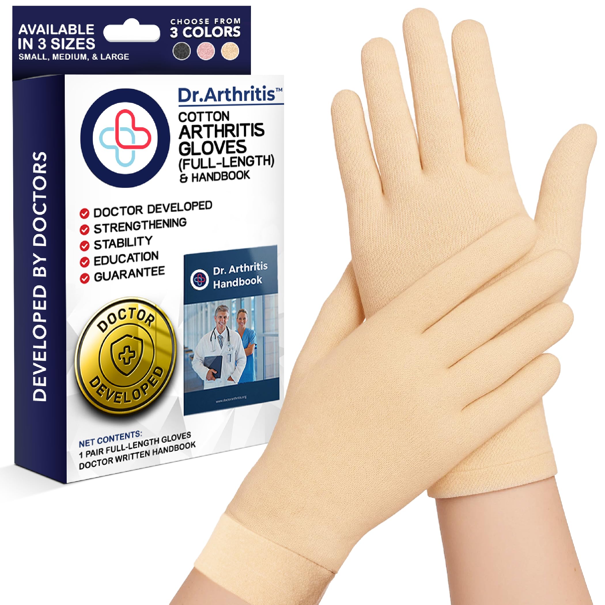 Doctor Developed arthritis compression gloves & Doctor Handbook - rheumatoid arthritis gloves for pain relief, support & joint comfort compression gloves for women & men