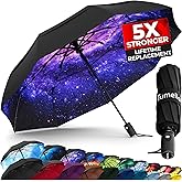 TUMELLA Strongest Windproof Travel Umbrella (Compact, Superior & Beautiful), Small, Wind-Tested, Light & Portable, Automatic Folding Rain Umbrella, Durable Premium Grip, Fits Car and Backpack