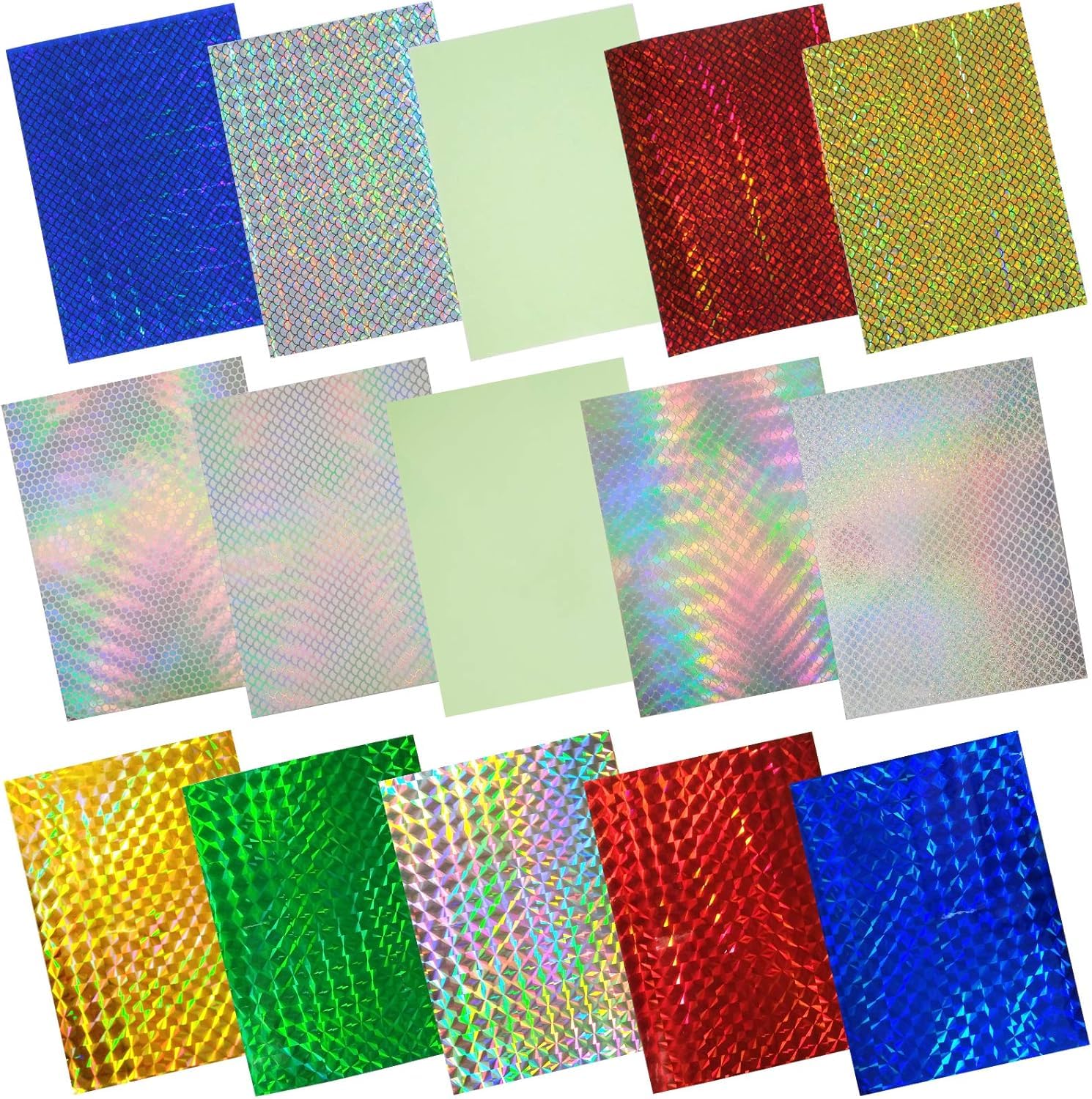 15pcs Fishing Lure Stickers Tape Reflective Fish Scales Holographic Adhesive Film Flash Fishing Lure Stickers for Lure Making DIY Crafts Tool Fly Tying Materials