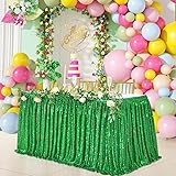 Green Sequin Table Skirts for rectangle tables 6ft
