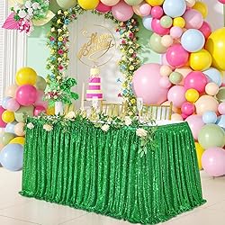 Green Sequin Table Skirts for rectangle tables 6ft