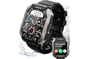 LAOZINIU Smart Watch for Men，with Answer/Make Call 100+ Sports Modes Fitness Smart Watch, IP68 Waterproof 80 Days Extra-Long Battery Heart Rate/Blood Oxygen/Sleep Monitor Smartwatch for Android and iOS