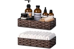 LAB COSI Labcosi Toilet Paper Basket for Back of Toilet, Toilet Paper Storage Basket for Bathroom, Plastic Toilet Tank Basket, Brown Toilet Basket, 9 ¾ "L x 6 "W x 2 ¼ "H, Small, 2 Pack