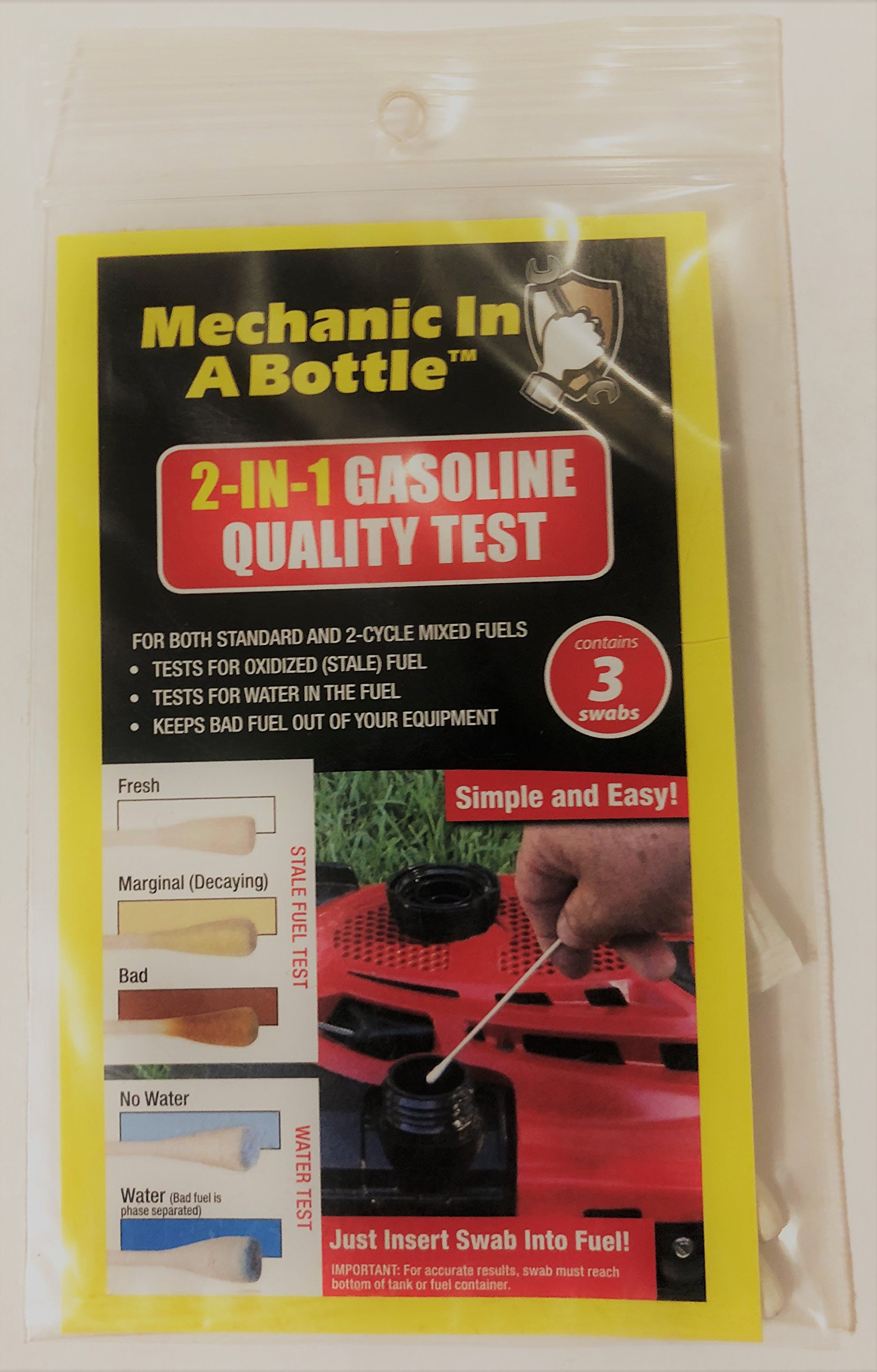 B3C Fuel Mechanic in a Bottle Gas Test Swabs | 3-Pack | Detect Fuel Contaminants Fast