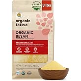 Organic Tattva Chickpea Flour, 3 lbs, Gram Flour (Besan), USDA Certified | Natural Plant Based Protein &amp; Fiber, Vegan, Non GMO, No Additives, Kosher, Ideal for Cooking, Baking &amp; Frying, Batters