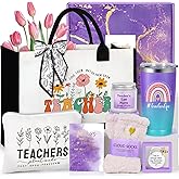 Suhctuptx Teacher Appreciation Gifts, Best Teacher Tote Bags for Women, Unique Gift Ideas from Students - Funny Thank You Basket Box Back to School Christmas Gifts Birthday Gift Purple