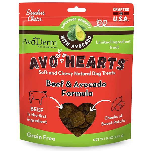 AVODERM AVOHEARTS BEEF AND AVOCADO FORMULA DOG TREATS,...