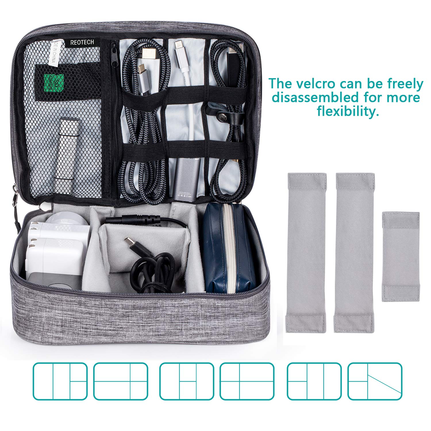 Electronics Organizer Bag,Reotech Electronic Accessory Storage Carrying bag Outdoor Travel Sleeve Mouse Pocket for Small Electronics and Accessories Shockproof